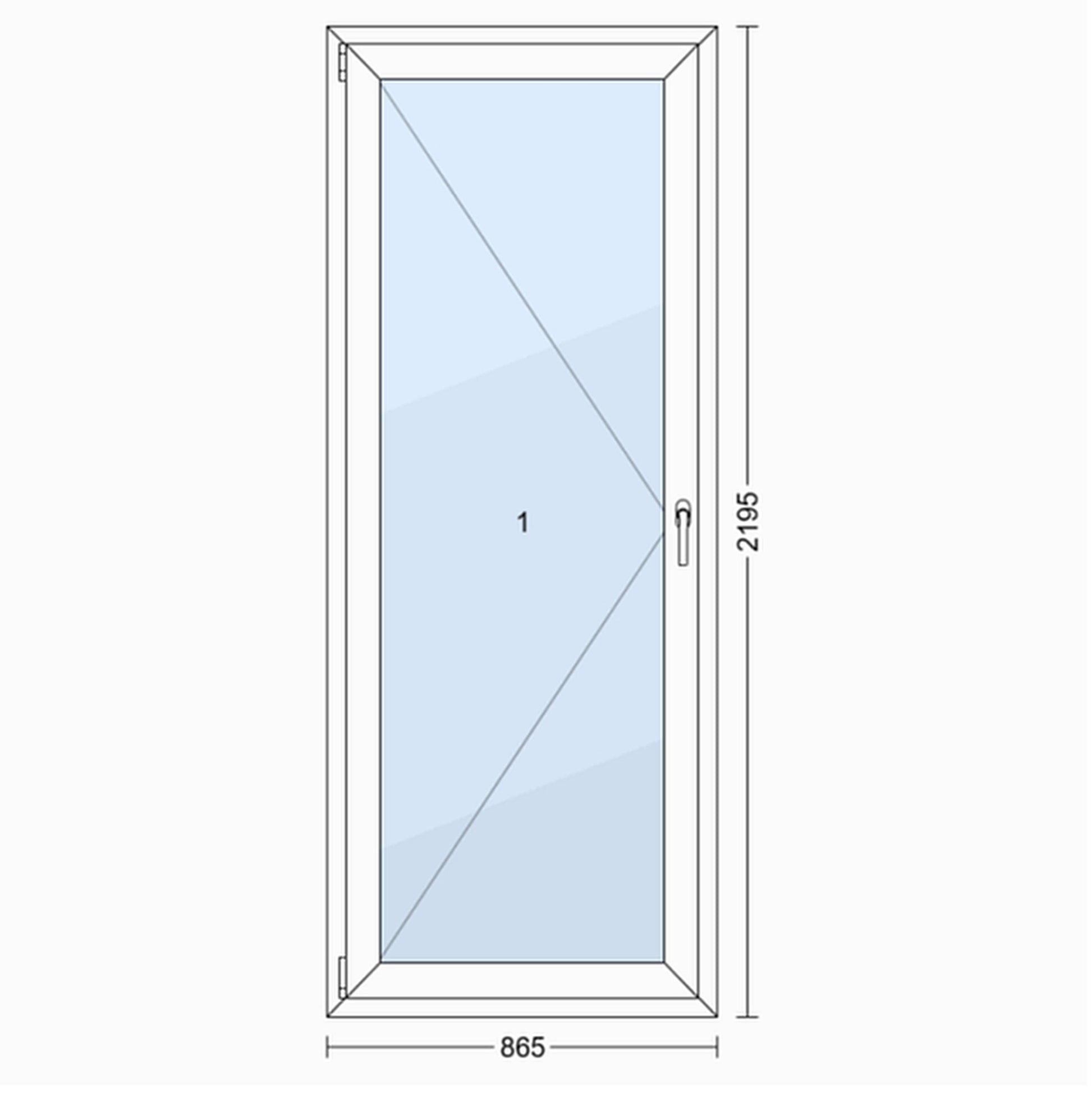 PVC Vindue OB6 86,5x219,5 cm Hvid Venstre