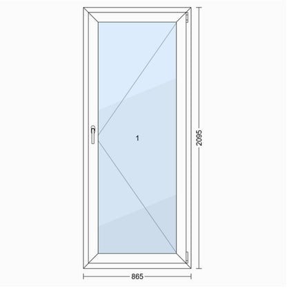 PVC Balkondør 3-lags OB8 Hvid 86,5x209,5 cm Indadgående Højre TROCAL 76AD