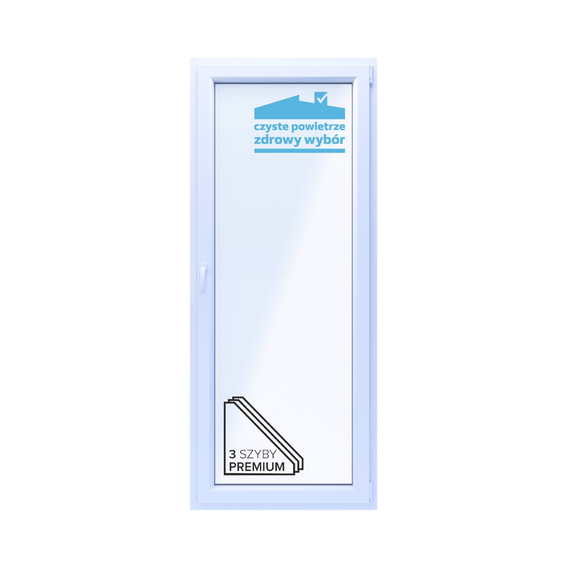 PCV Vindue 3-lags Facade OB5 Hvid 865x2195 mm Indadgående Højre TROCAL 76AD