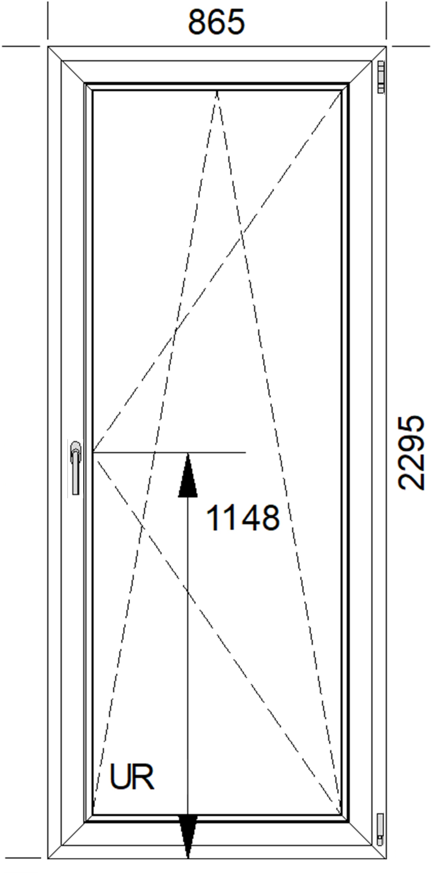 PCV Altandør 3-lags MD85 OB7 Gylden Eg 865x2295 mm