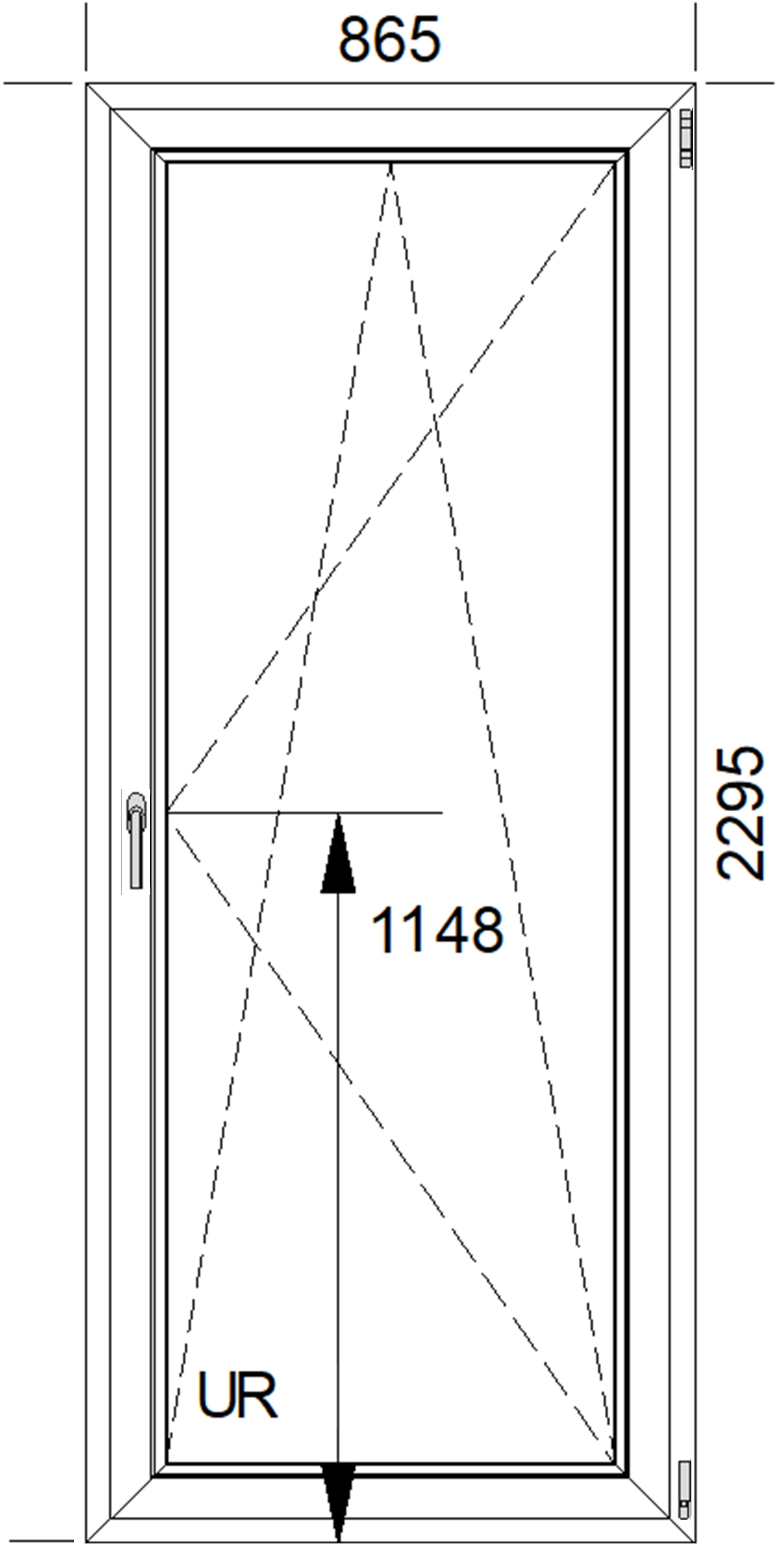 PCV Altandør 3-lags MD85 OB7 Gylden Eg 865x2295 mm