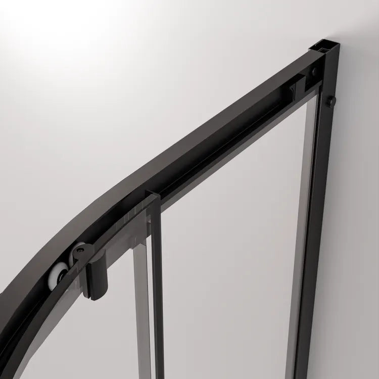 Halvrund brusekabine 80x80 cm mat sort med lav bund – Arkell