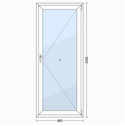 PVC vindue 3-lags altan 85/OB3 hvid 86,5x209,5 cm højre indadgående