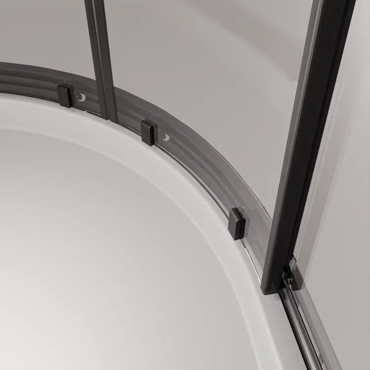 Halvrund brusekabine 80x80 cm mat sort med lav bund – Arkell