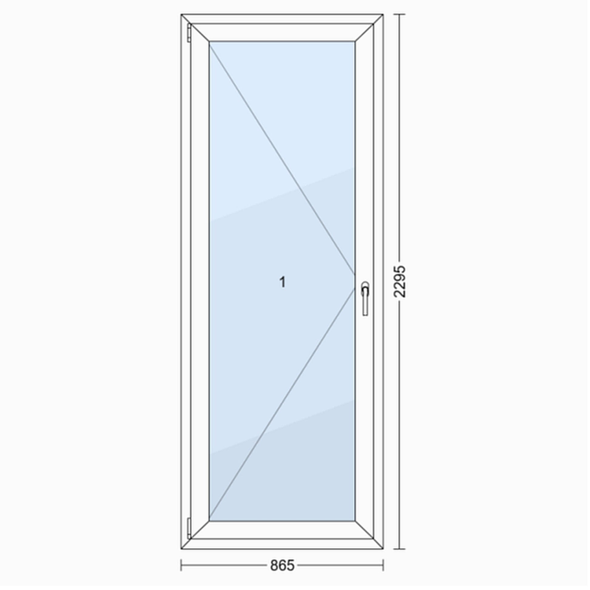 PVC Vindue 2-lags Altandør OB8 Hvid 86,5x229,5 cm Indadgående Venstre