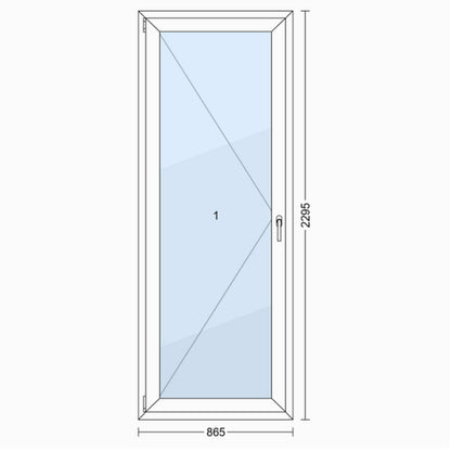 PVC Vindue 2-lags Altandør OB8 Hvid 86,5x229,5 cm Indadgående Venstre
