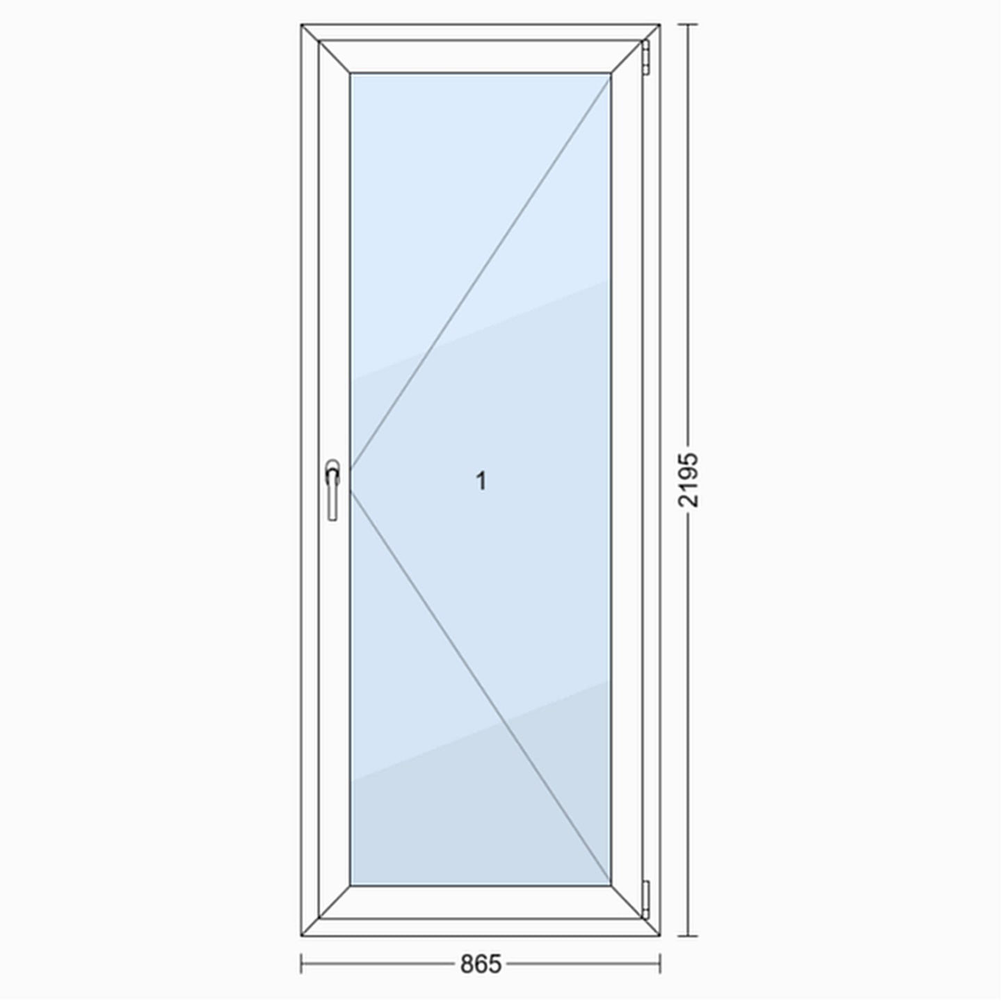 PVC Vindue 3-Lags Altandør 5/OB5 Hvid 86,5x219,5 cm Indadgående Højre