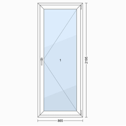 PVC Vindue 3-Lags Altandør 5/OB5 Hvid 86,5x219,5 cm Indadgående Højre