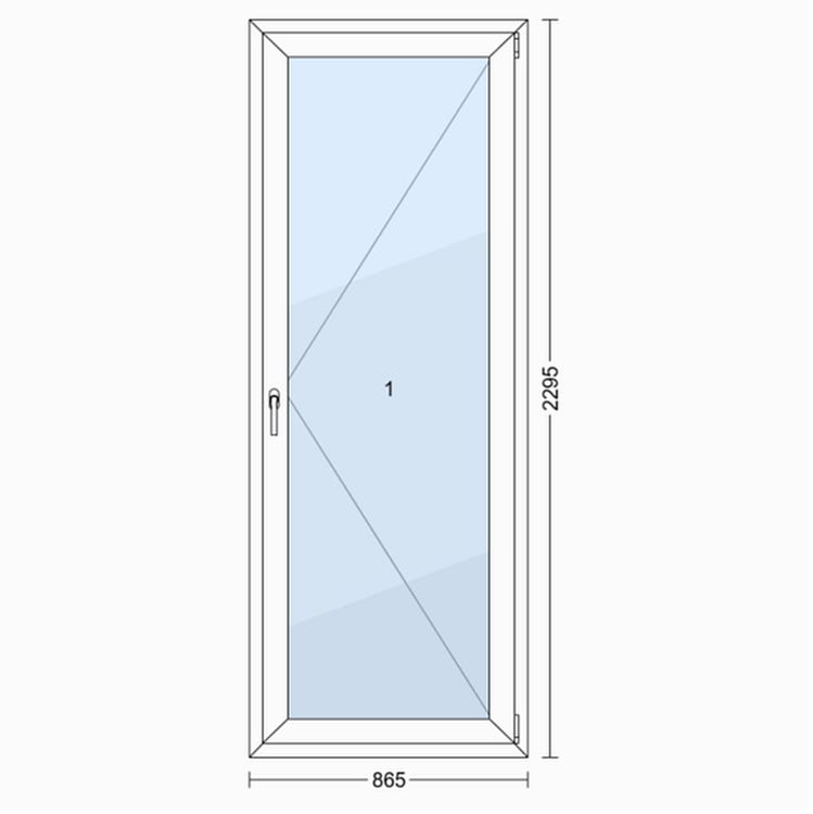 PVC Vindue 2-lags Altandør OB7 Hvid 86,5x229,5 cm Indadgående Højre