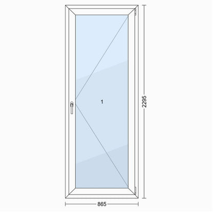 PVC Vindue 2-lags Altandør OB7 Hvid 86,5x229,5 cm Indadgående Højre
