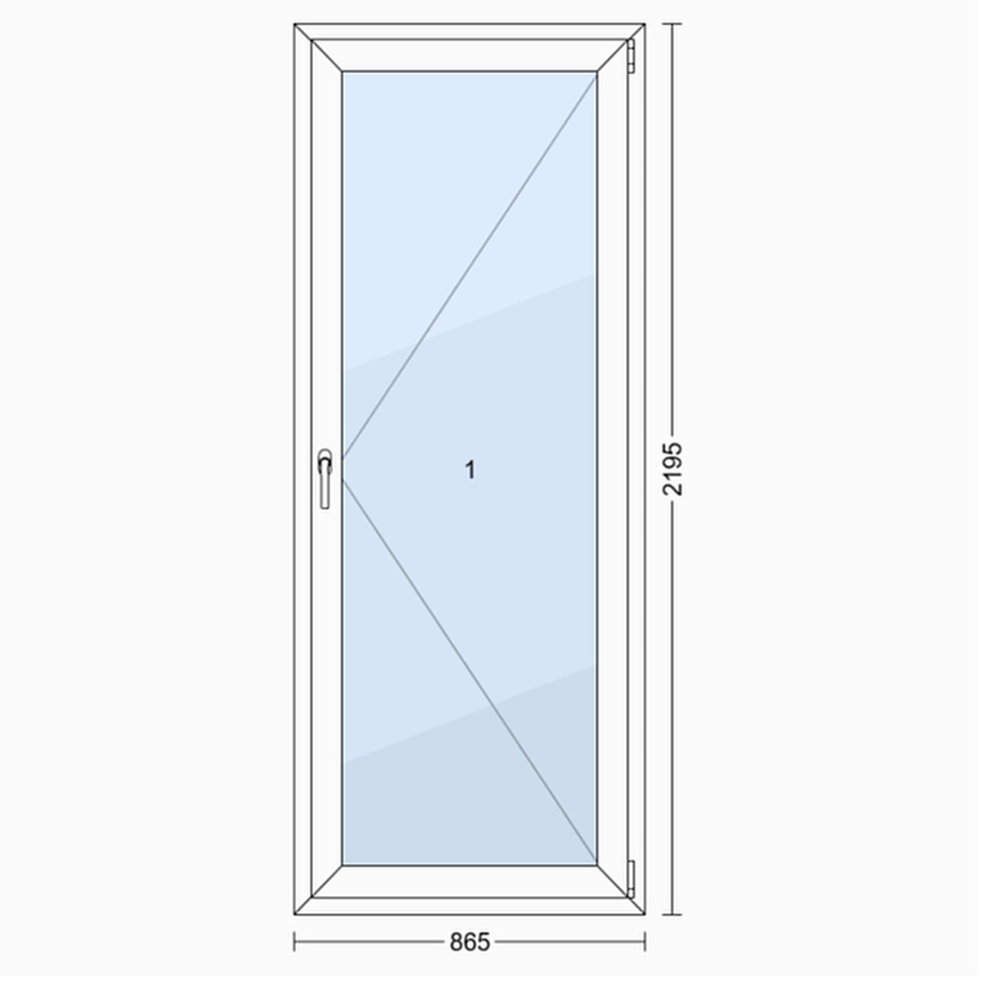 PVC Vindue 2-lags Altandør OB5 Hvid 86,5x219,5 cm Indadgående Højre