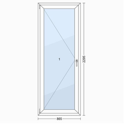PVC Vindue 3-lags Altandør 85/OB8 Hvid 86,5x229,5 cm Indadgående Venstre