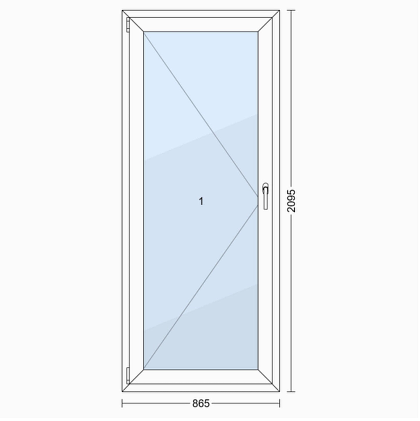 PCV Balkonvindue OB4 R 86,5x209,5 cm Hvid Indadgående Venstre