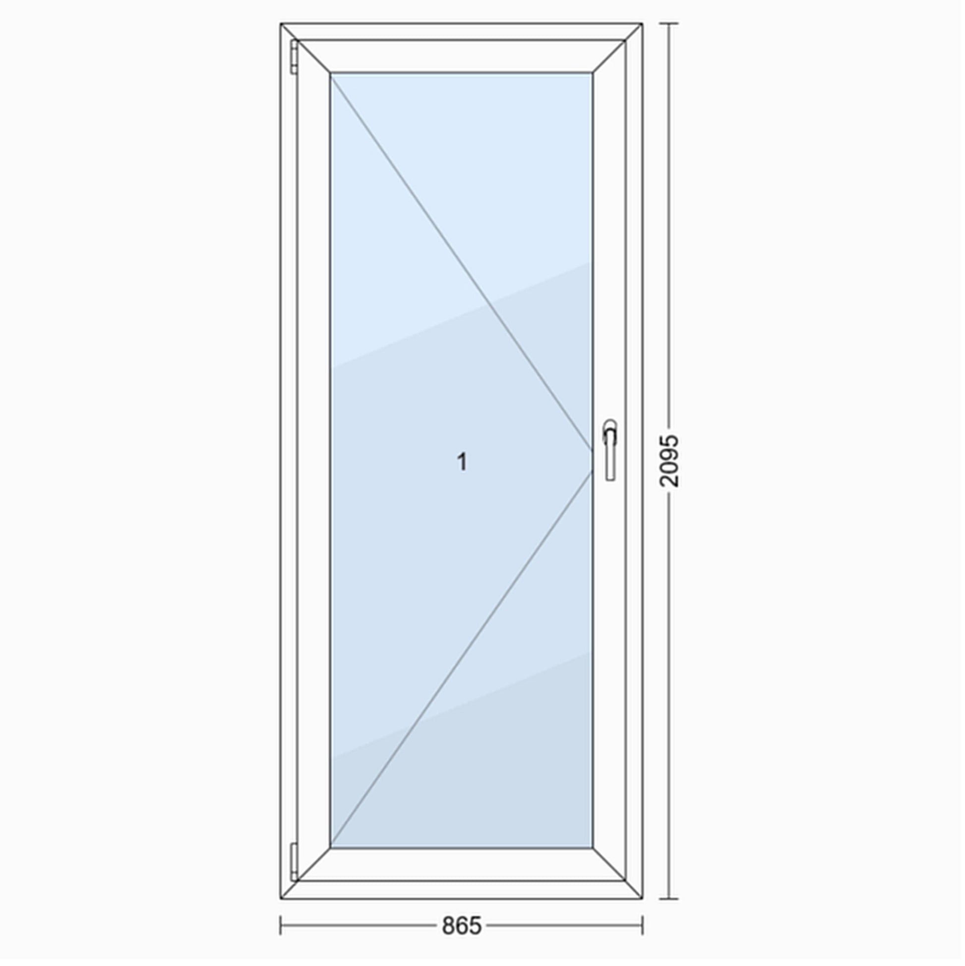 PCV Balkonvindue OB4 R 86,5x209,5 cm Hvid Indadgående Venstre