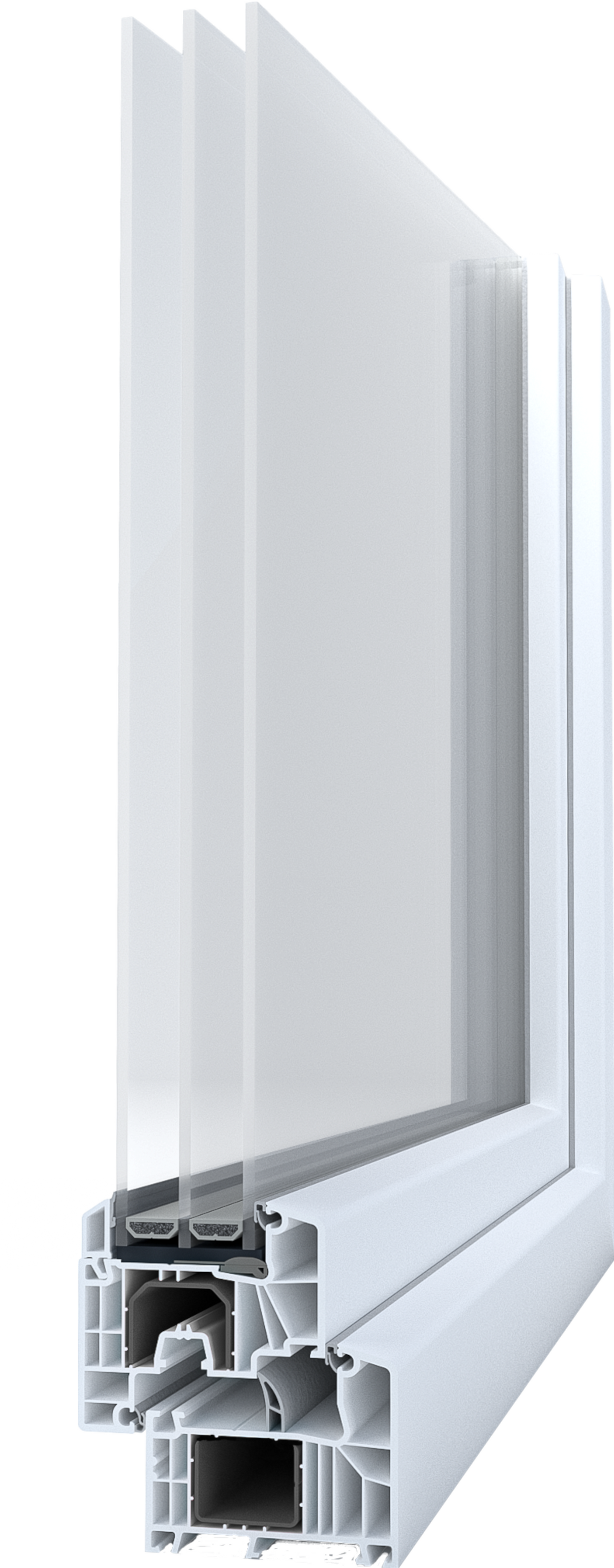 Skydedør i PVC 3-lags MD85 O6 Hvid 2700x2300 mm Højre