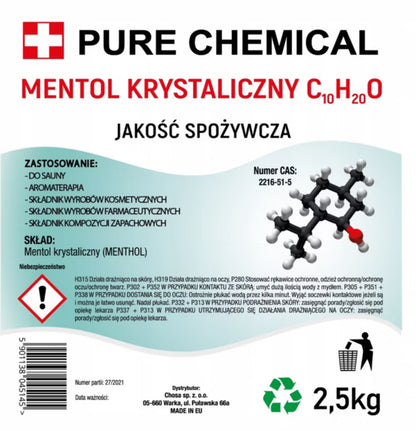 Menthol Krystaller 2,5 kg Transparent