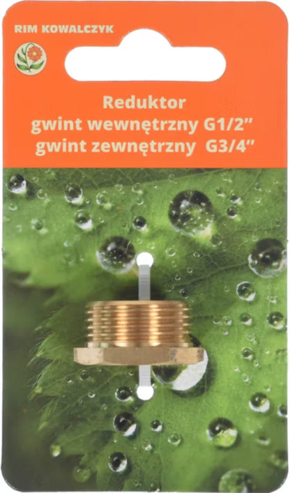Messing Reduktionsmuffe Indvendig Gevind 1/2" x Udvendig Gevind 3/4"
