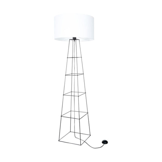Metal gulvlampe SPOT Light 1xE27 maks. 60W sort med hvid skærm, polsk producent, 1 stk.