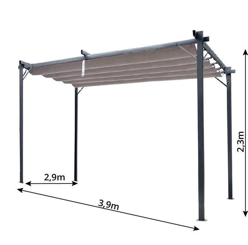 Stålpergola 3x4 m Beige Indtrækkelig Markise