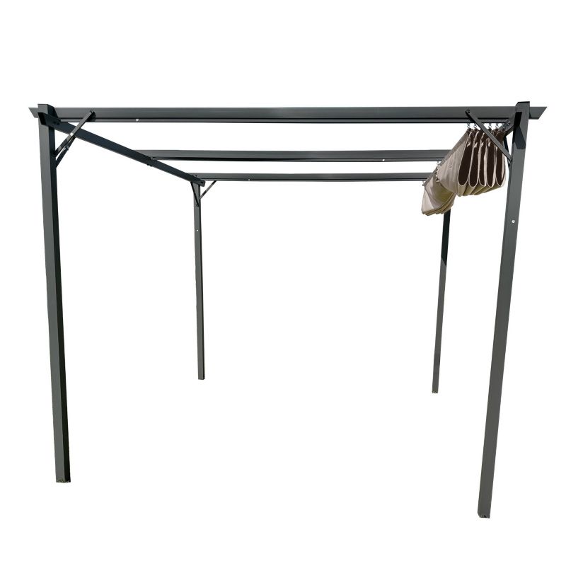 Stålpergola 3x4 m Beige Indtrækkelig Markise