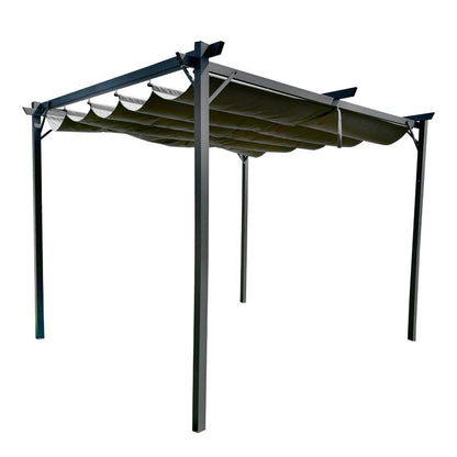 Metalpergola 3x4 m Grå Indtrækkelig Markise