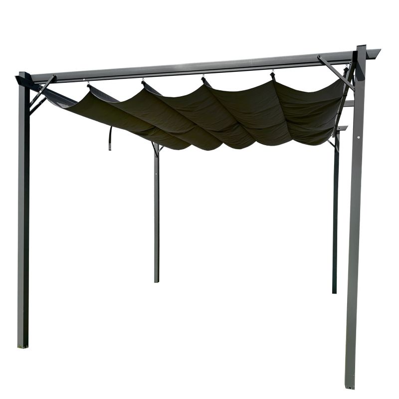 Metalpergola 3x4 m Grå Indtrækkelig Markise