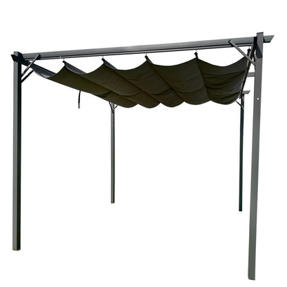 Metalpergola 3x4 m Grå Indtrækkelig Markise