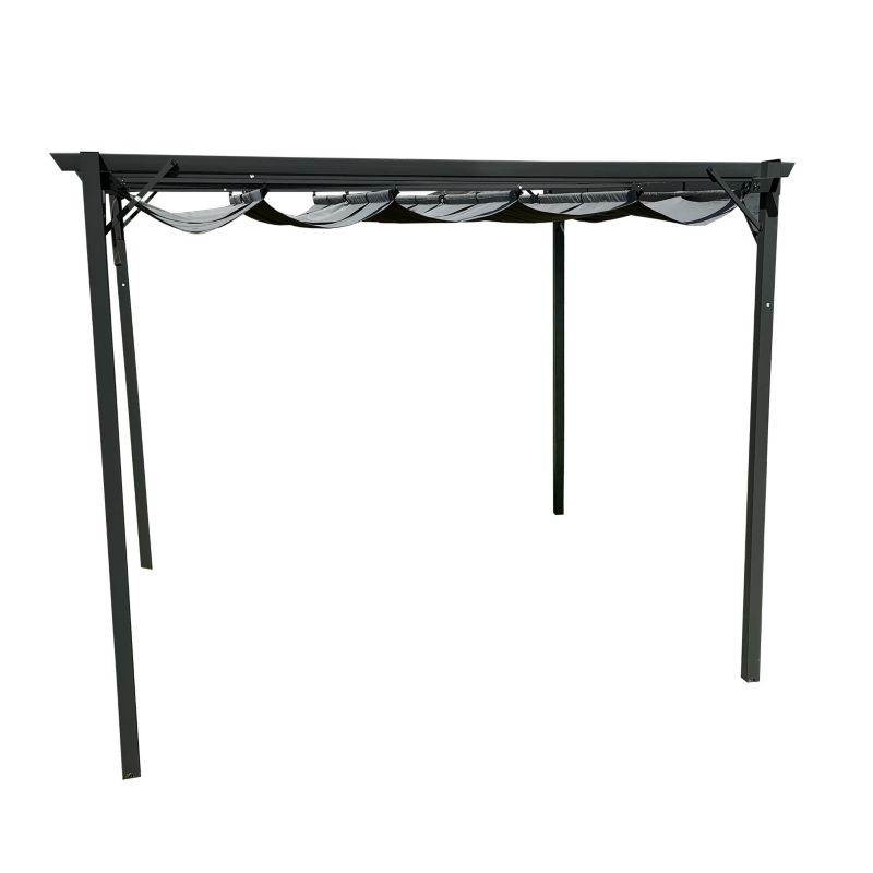 Metalpergola 3x4 m Grå Indtrækkelig Markise
