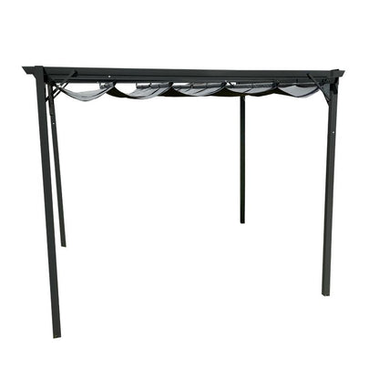 Metalpergola 3x4 m Grå Indtrækkelig Markise