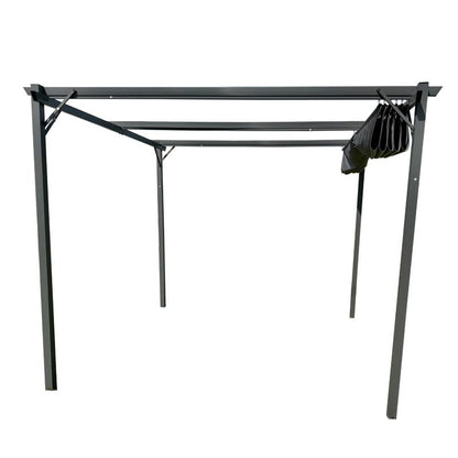 Metalpergola 3x4 m Grå Indtrækkelig Markise