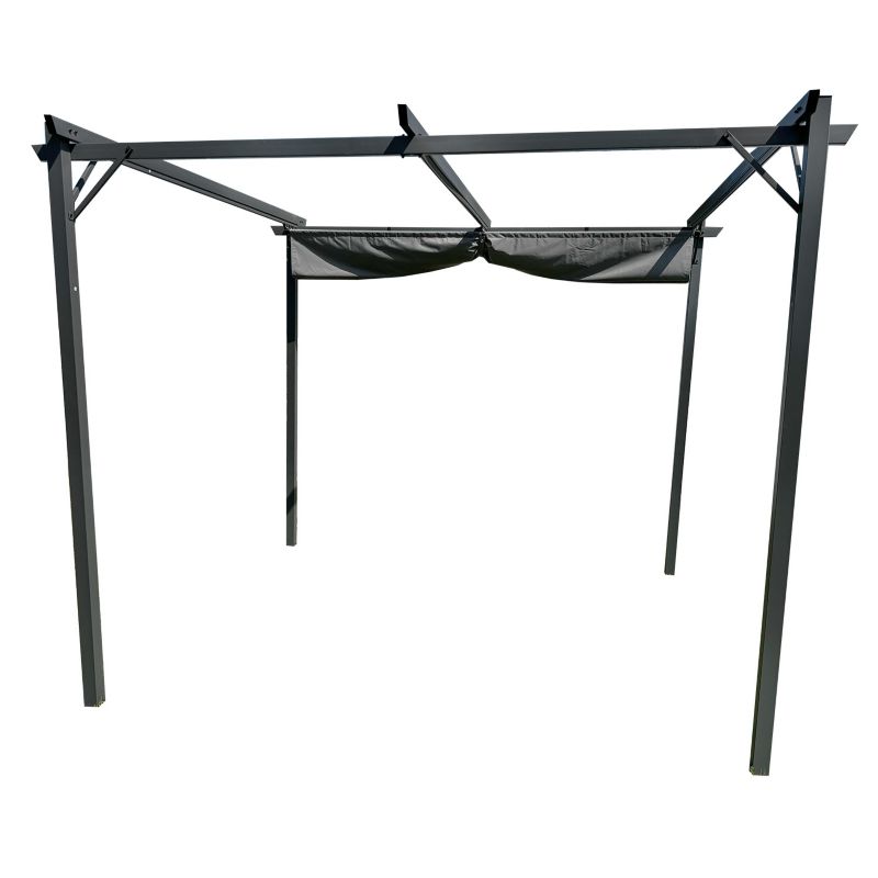 Metalpergola 3x4 m Grå Indtrækkelig Markise