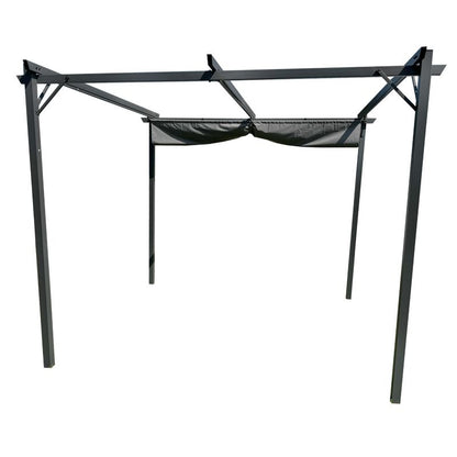 Metalpergola 3x4 m Grå Indtrækkelig Markise