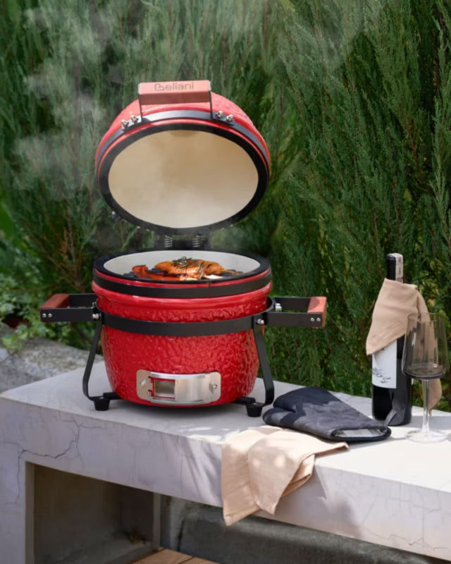 Mini Kamado Kulgrill 54x35x48 cm Keramisk Rød