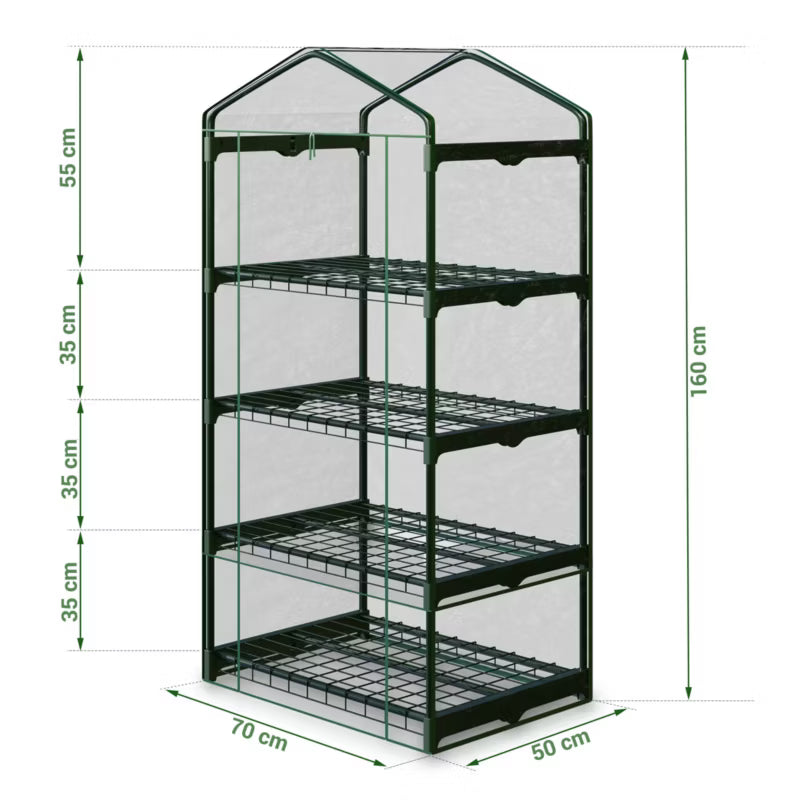 Minidrivhus 160x70x50 cm Transparent med 4 Hylder