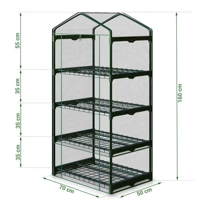 Minidrivhus 160x70x50 cm Transparent med 4 Hylder