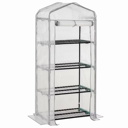 Minidrivhus 70x50x160 cm Hvid med 4 Hylder