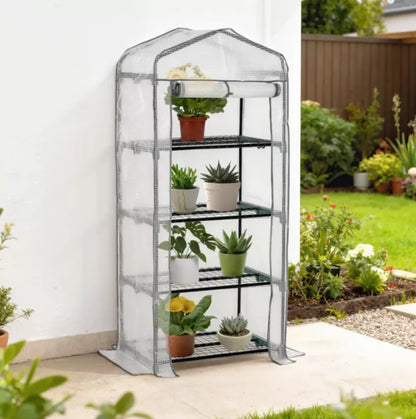 Minidrivhus 70x50x160 cm Hvid med 4 Hylder
