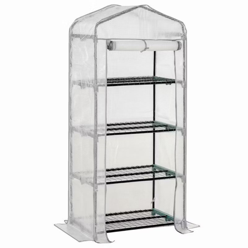 Minidrivhus 70x50x160 cm Hvid med 4 Hylder