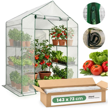 Minidrivhus med Hylder 143x73x195 cm Hvid