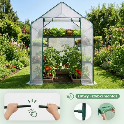 Minidrivhus med Hylder 143x73x195 cm Hvid