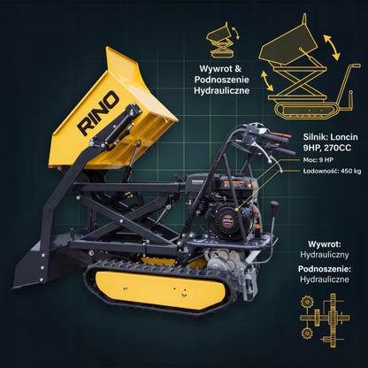 Minidumper med Bælter 450 kg Hydraulisk Tip XGCART-450P