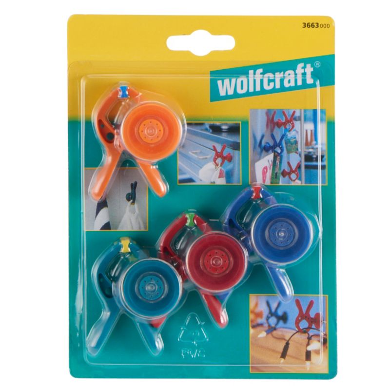 Mini-springklemmer microfix 20 mm med sugekop, 4 stk. wolfcraft 3663000