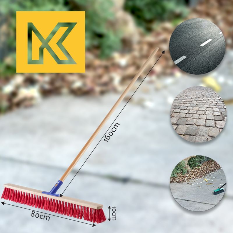 KADAX gadefejebørste 80 cm med nylon og 160 cm skaft – bred kost