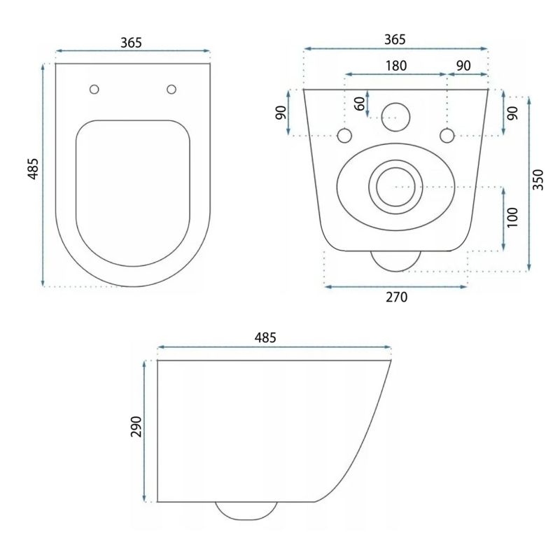 Væghængt Toilet Carlo Mini Tornado Pro Uden Kravel Hvid 37x36,5x37 cm