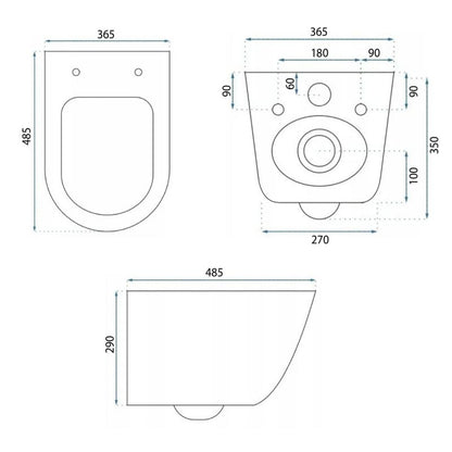 Væghængt Toilet Carlo Mini Tornado Pro Uden Kravel Hvid 37x36,5x37 cm
