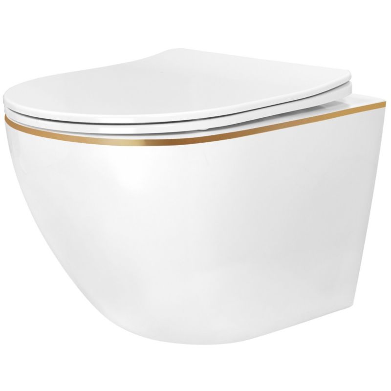 Væghængt Toilet Misa Carlo Mini Tornado Nfq Guld Kant 35,5x35x35 cm