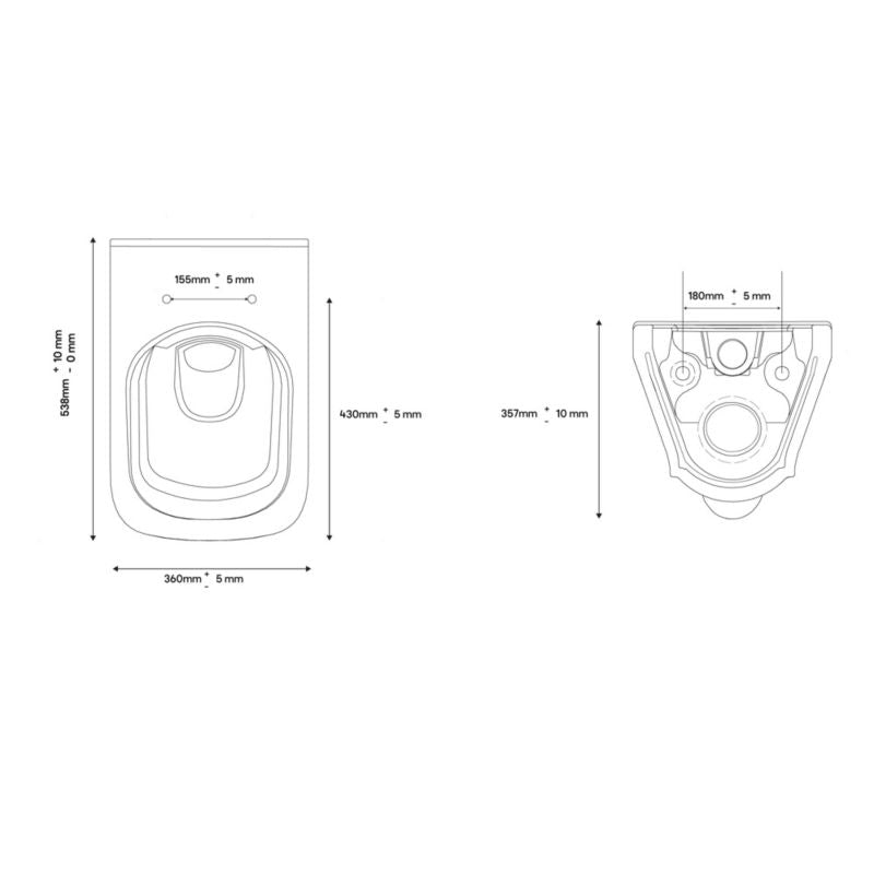 Teesta væghængt rimless toilet med soft-close sæde i hvid