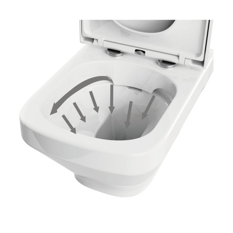 Teesta væghængt rimless toilet med soft-close sæde i hvid