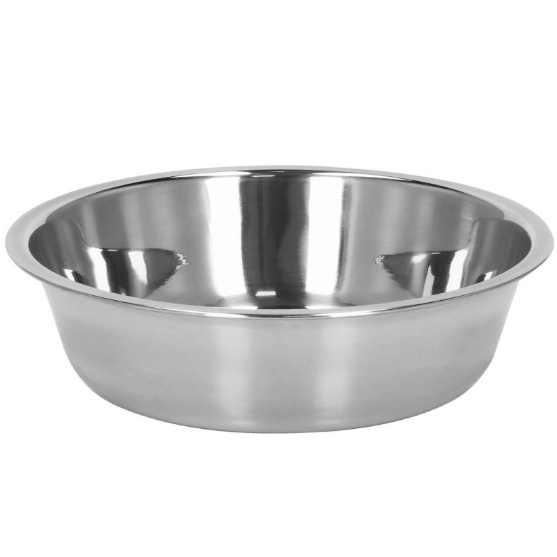 Springos metalskål til hund og kat med skridsikker bambusbase, sølv, 1 stk.