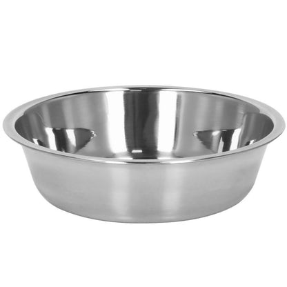 Springos metalskål til hund og kat med skridsikker bambusbase, sølv, 1 stk.